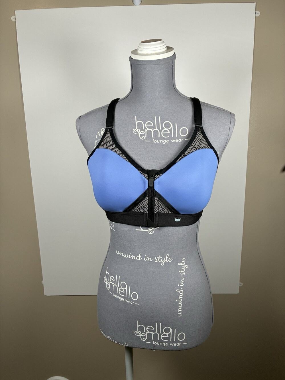 SHEFIT EXHILARATE Sports Bra Medium Pacific Blue Black Supportive Activewear